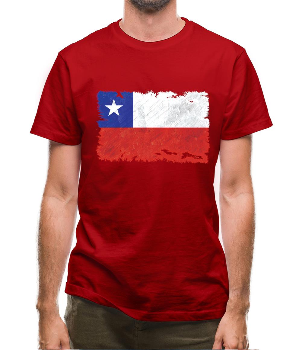 Chile Grunge Style Flag Mens T-Shirt
