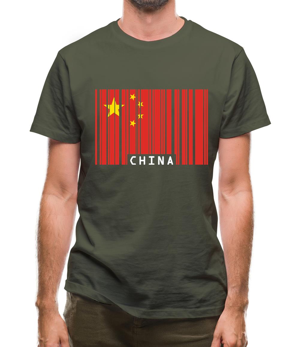 China Barcode Style Flag Mens T-Shirt