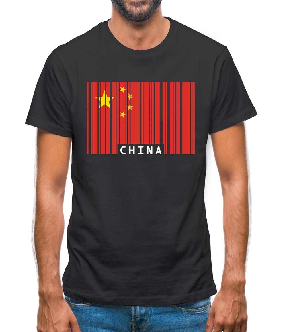 China Barcode Style Flag Mens T-Shirt