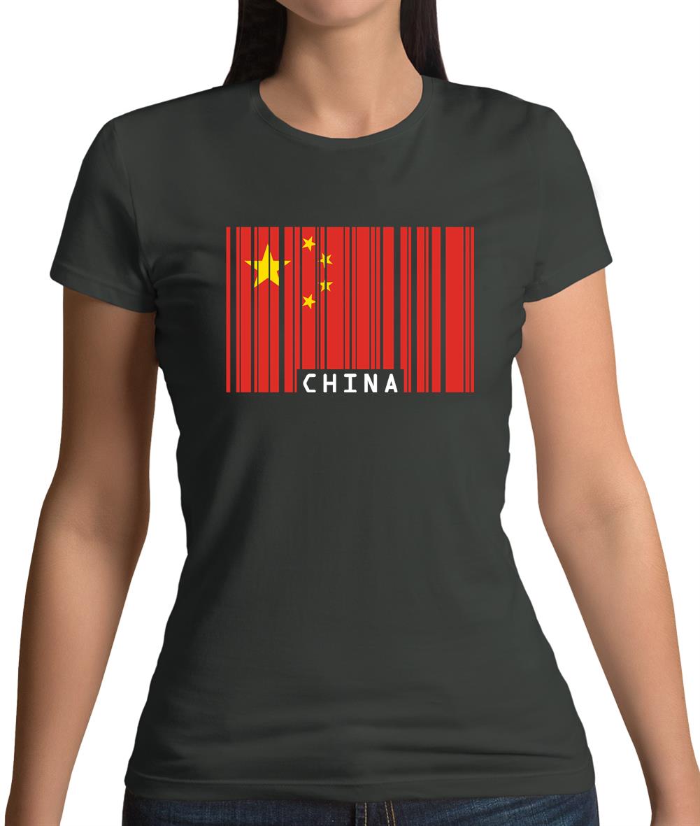 China Barcode Style Flag Womens T-Shirt
