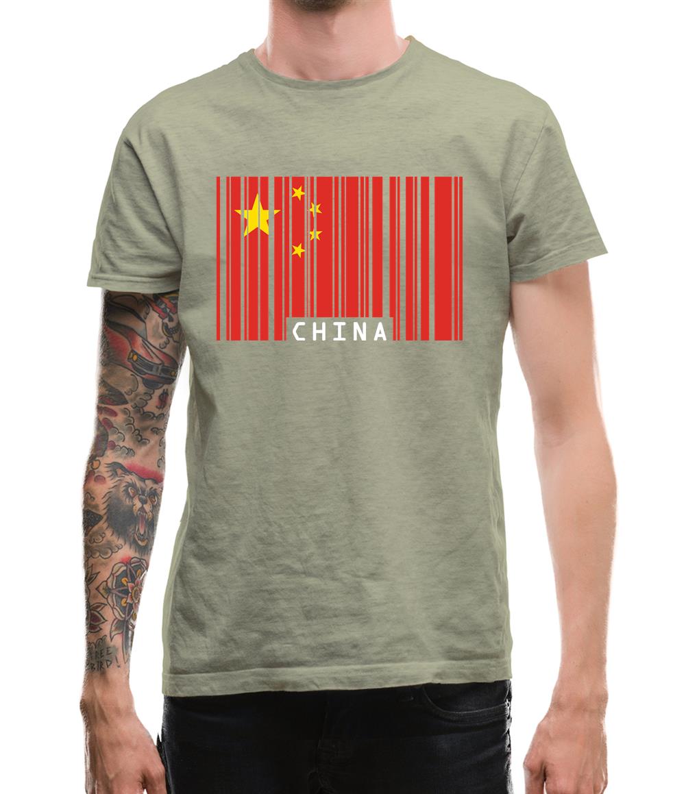 China Barcode Style Flag Mens T-Shirt