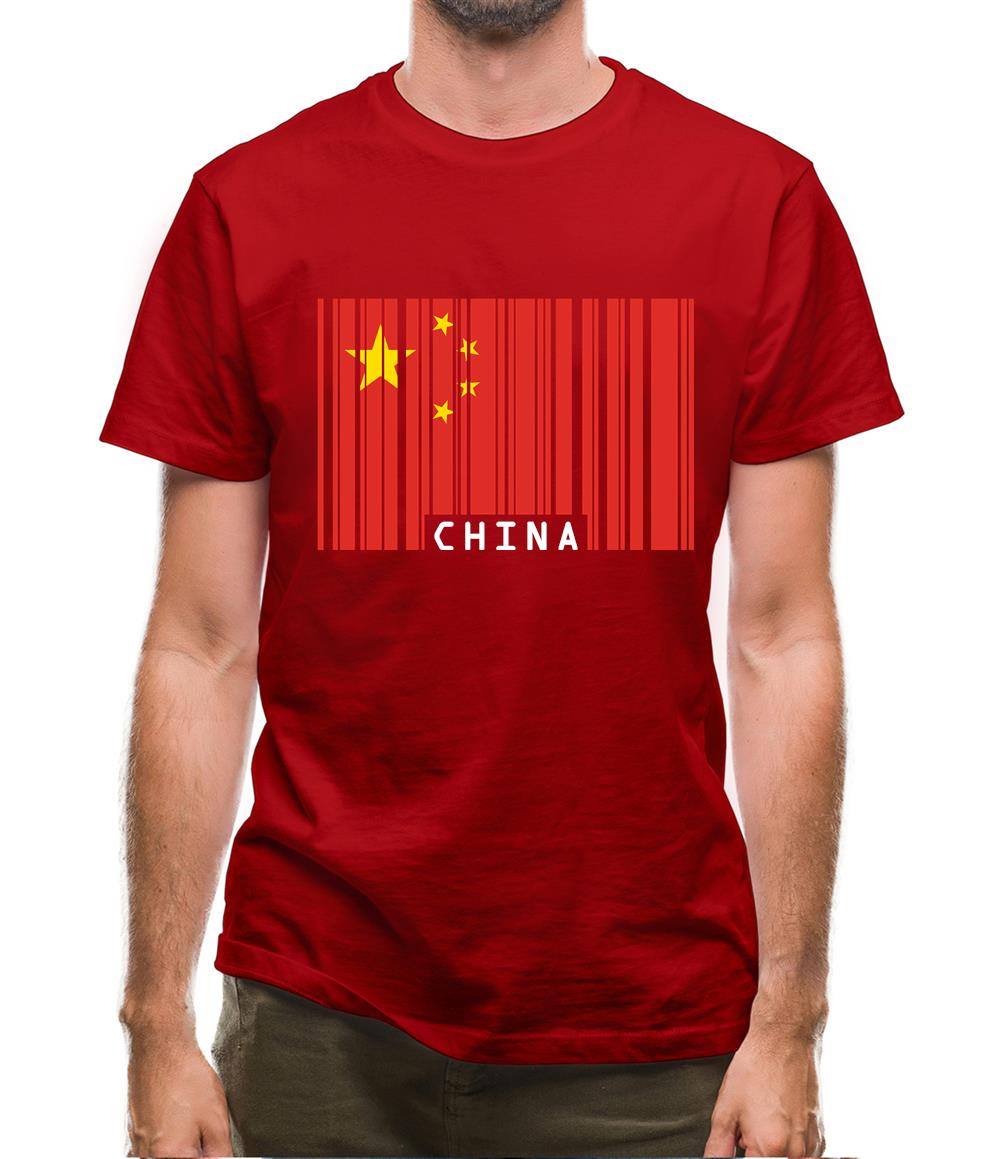China Barcode Style Flag Mens T-Shirt