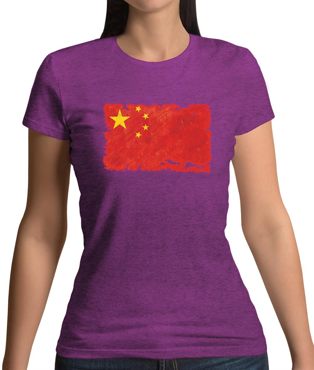 China Grunge Style Flag Womens T-Shirt