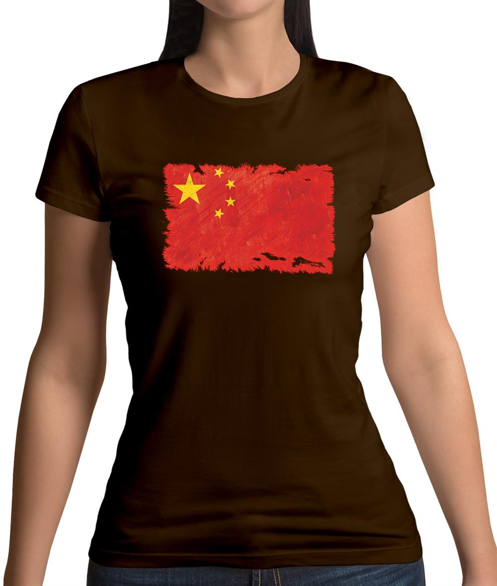 China Grunge Style Flag Womens T-Shirt