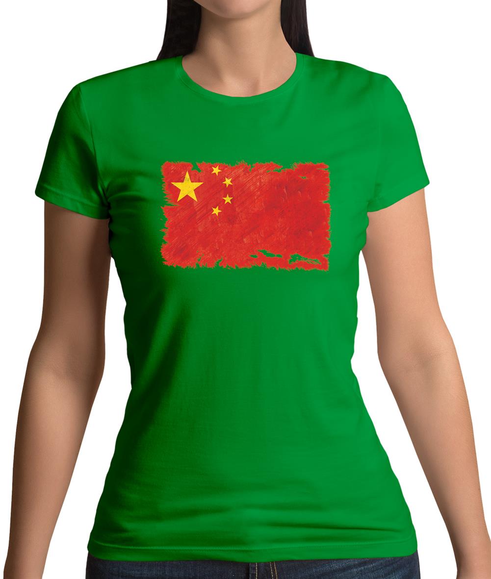 China Grunge Style Flag Womens T-Shirt