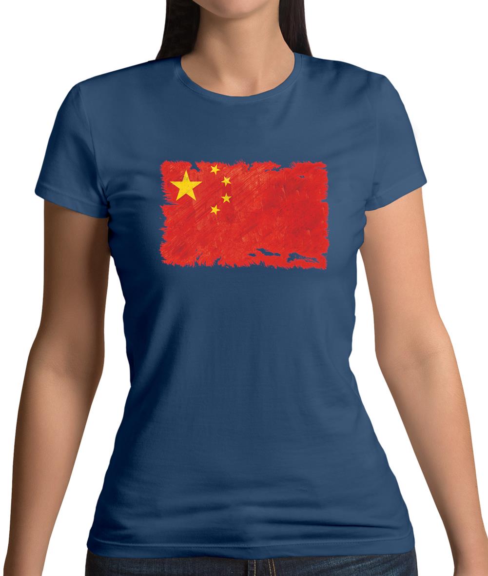 China Grunge Style Flag Womens T-Shirt