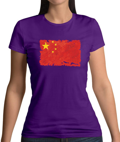 China Grunge Style Flag Womens T-Shirt