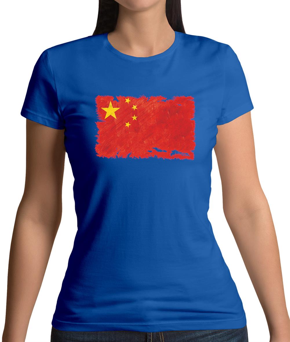 China Grunge Style Flag Womens T-Shirt