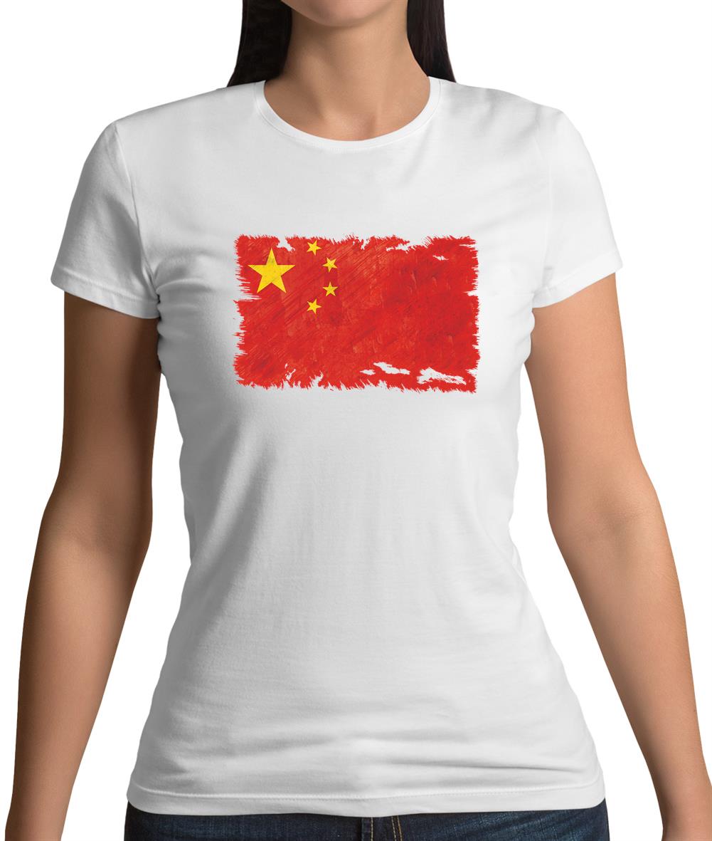 China Grunge Style Flag Womens T-Shirt
