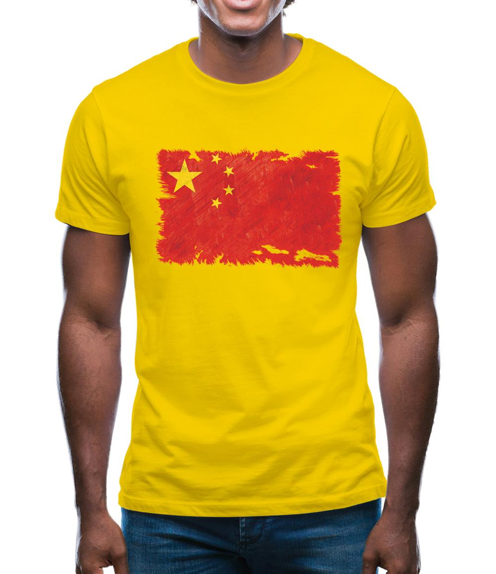 China Grunge Style Flag Mens T-Shirt