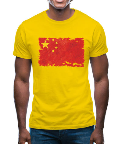 China Grunge Style Flag Mens T-Shirt