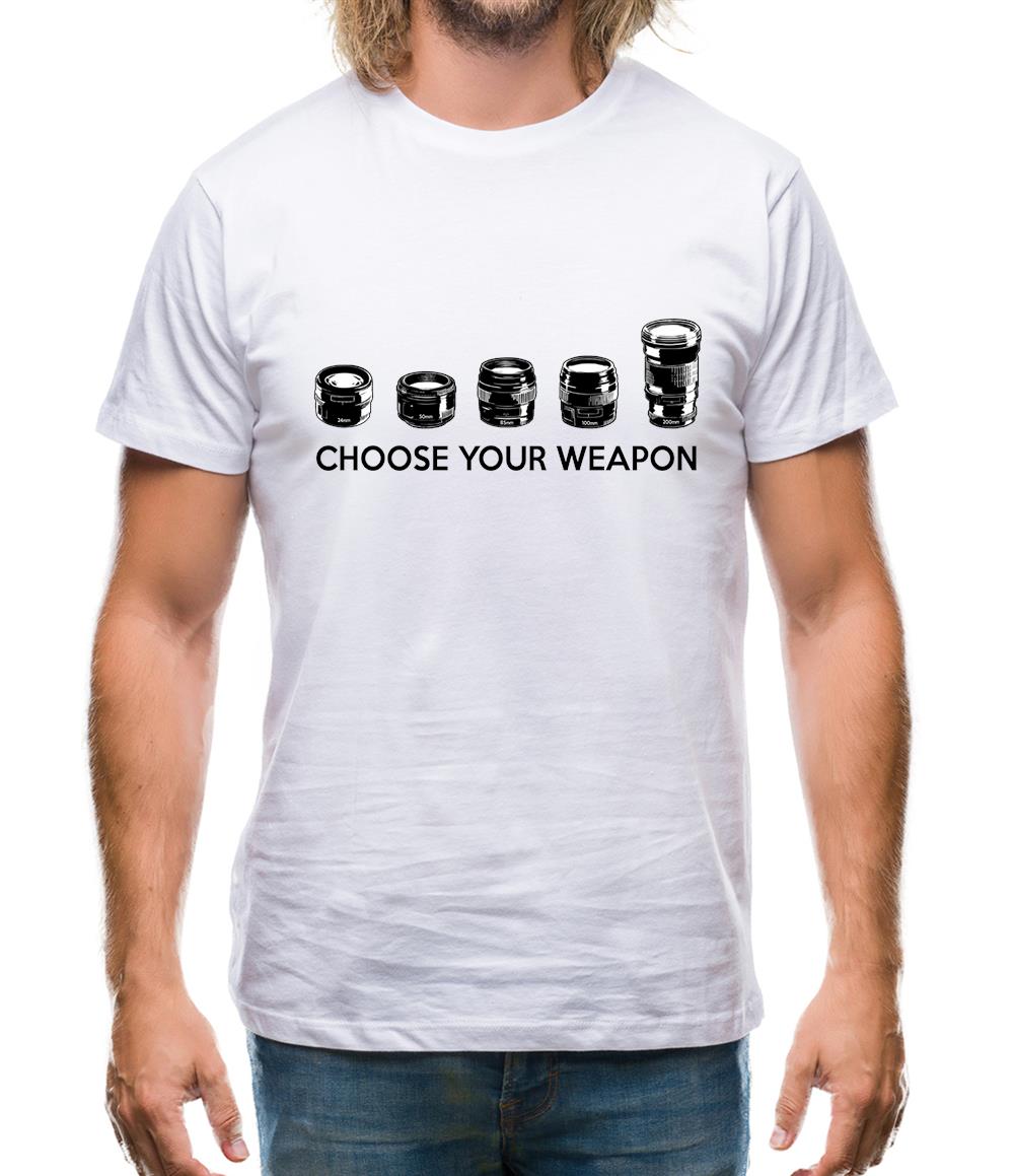 Choose Your Weapon (Camera Lenses) Mens T-Shirt