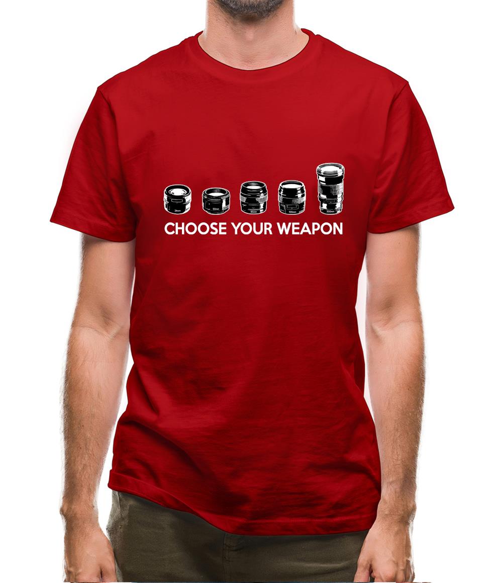 Choose Your Weapon (Camera Lenses) Mens T-Shirt