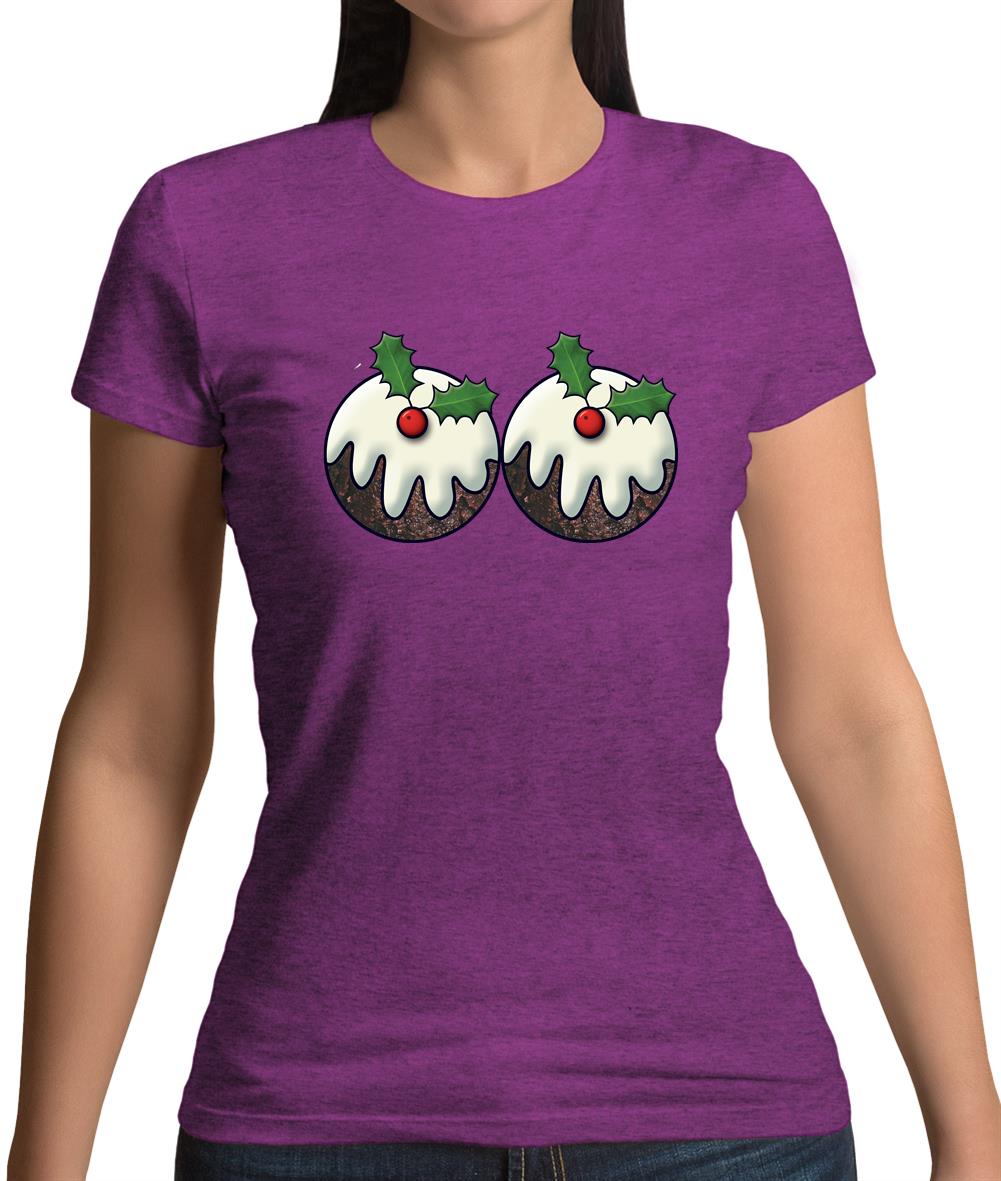 Christmas Pudding Boobs Womens T-Shirt