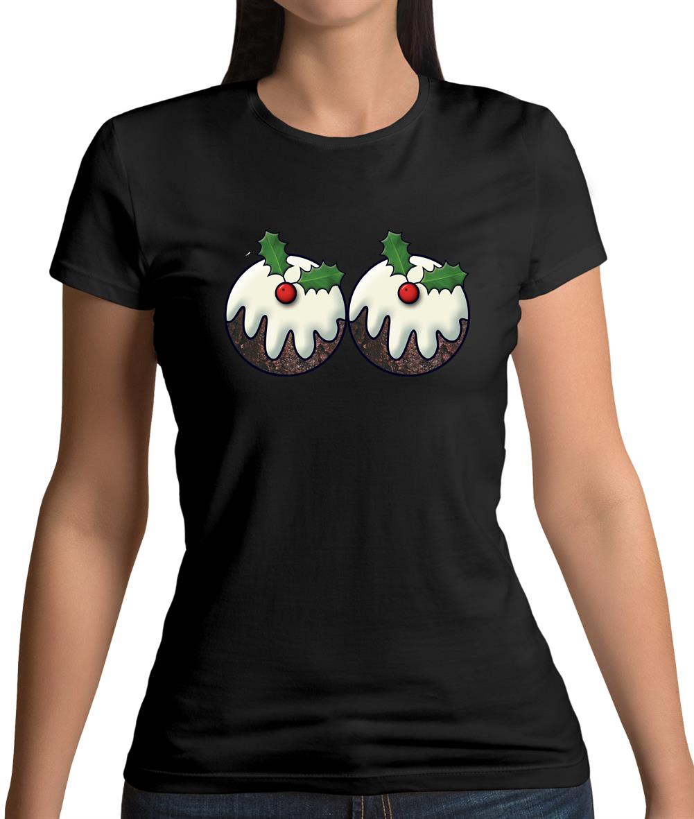 Christmas Pudding Boobs Womens T-Shirt
