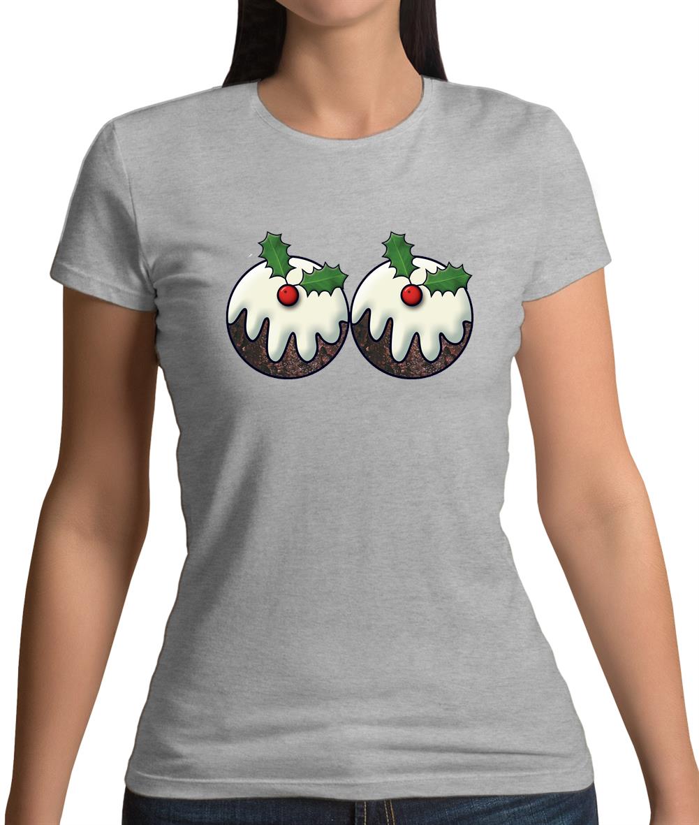 Christmas Pudding Boobs Womens T-Shirt