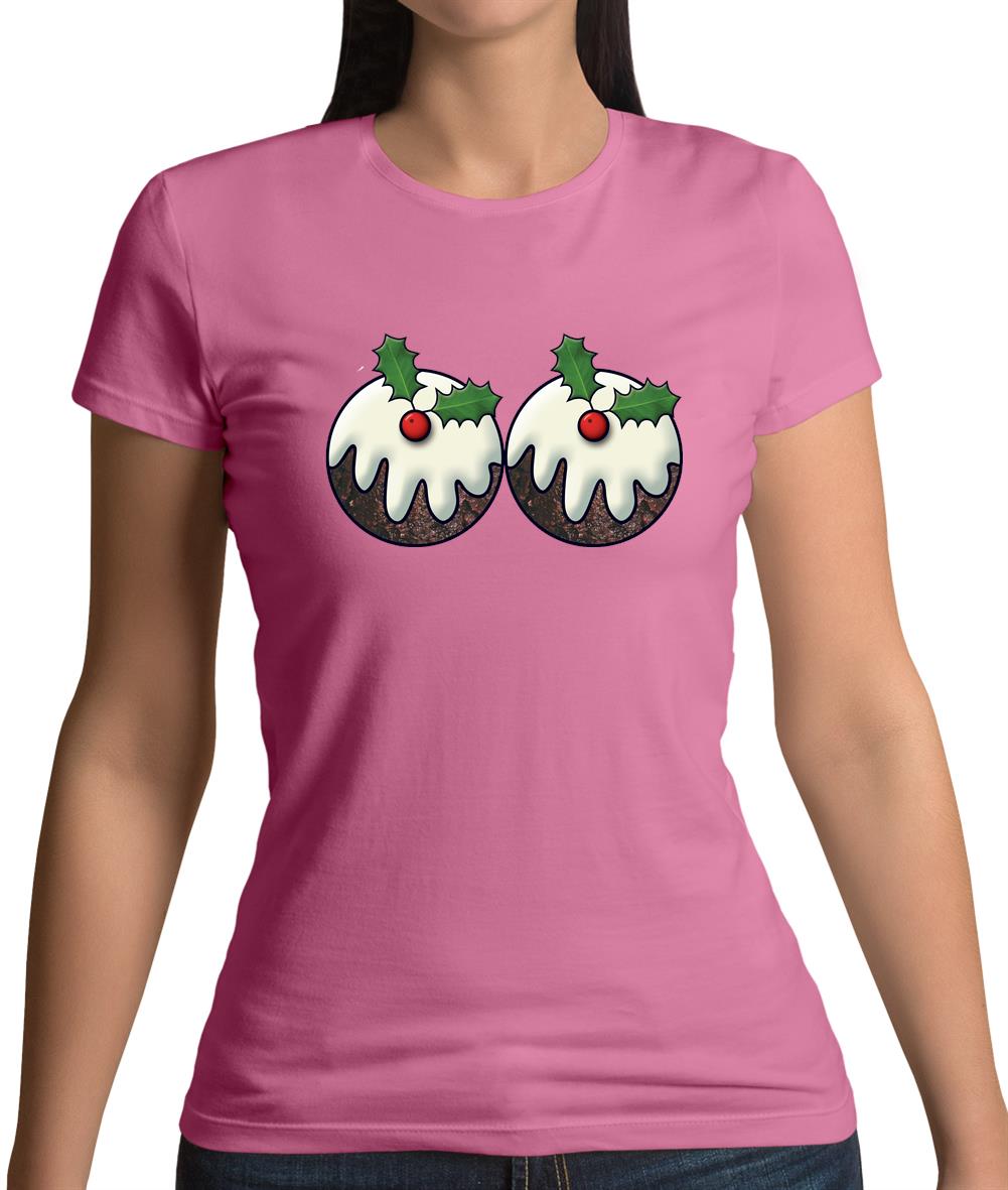 Christmas Pudding Boobs Womens T-Shirt