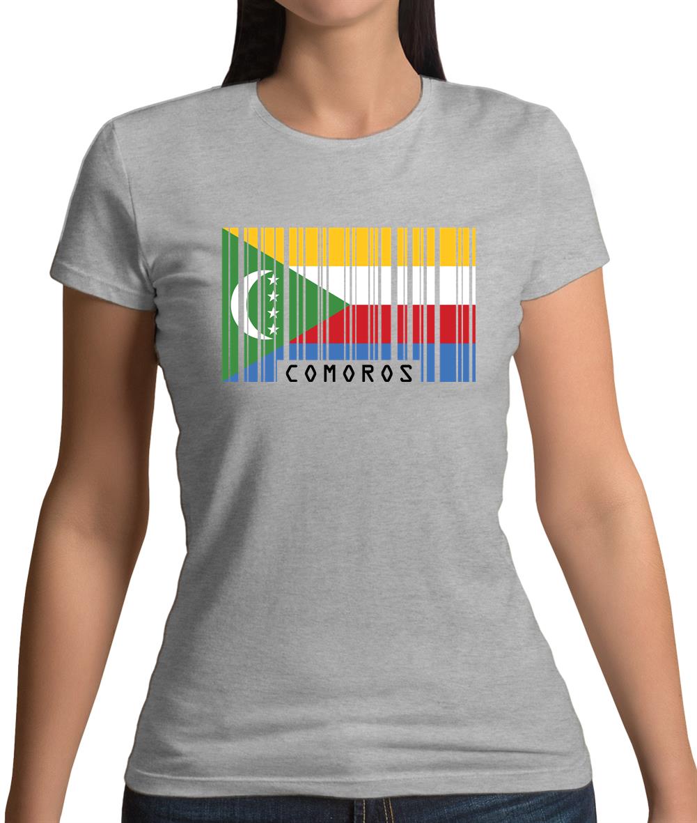 Comoros Barcode Style Flag Womens T-Shirt