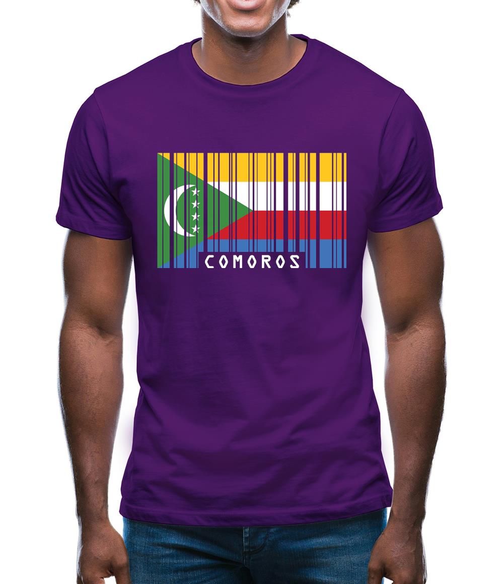 Comoros Barcode Style Flag Mens T-Shirt