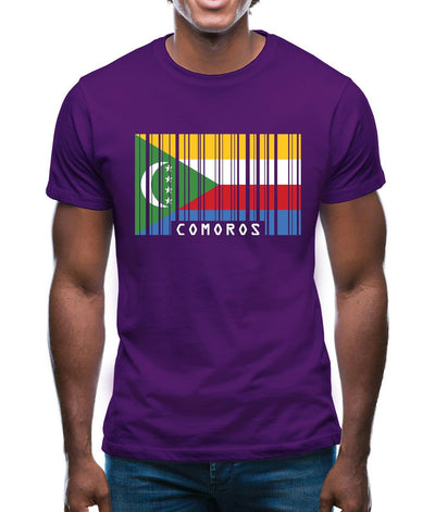 Comoros Barcode Style Flag Mens T-Shirt
