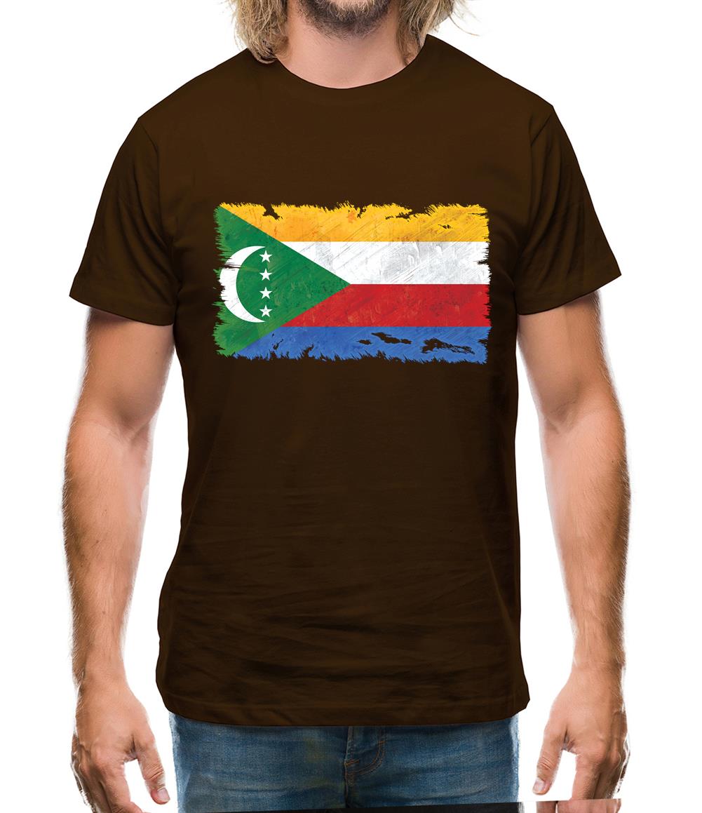 Comoros Grunge Style Flag Mens T-Shirt