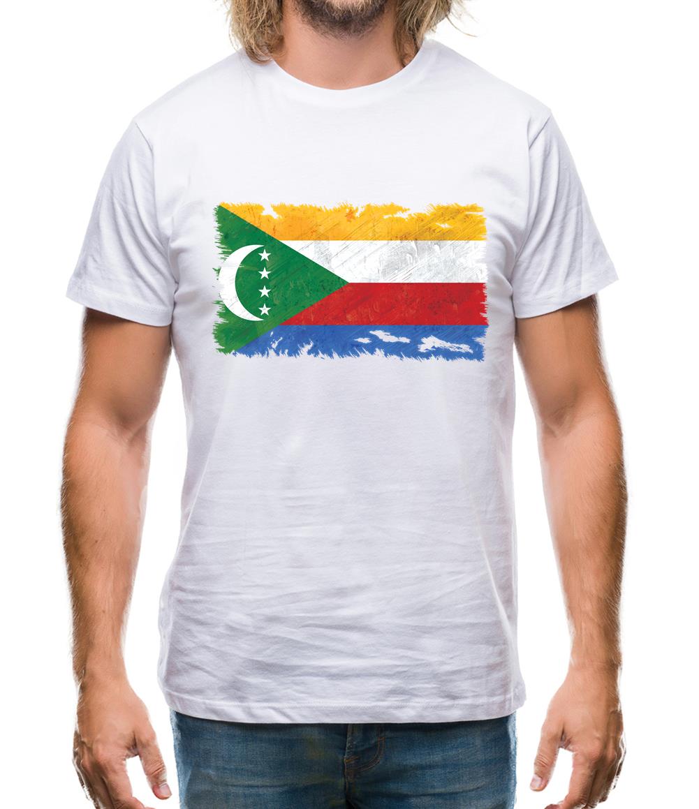 Comoros Grunge Style Flag Mens T-Shirt