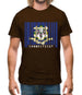 Connecticut Barcode Style Flag Mens T-Shirt