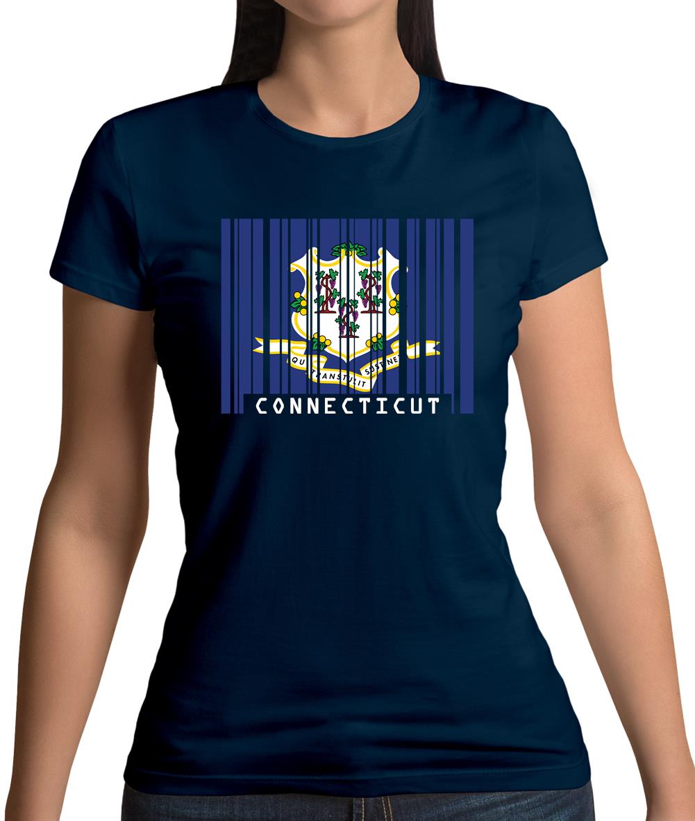 Connecticut Barcode Style Flag Womens T-Shirt