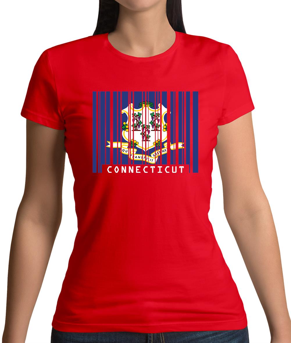 Connecticut Barcode Style Flag Womens T-Shirt