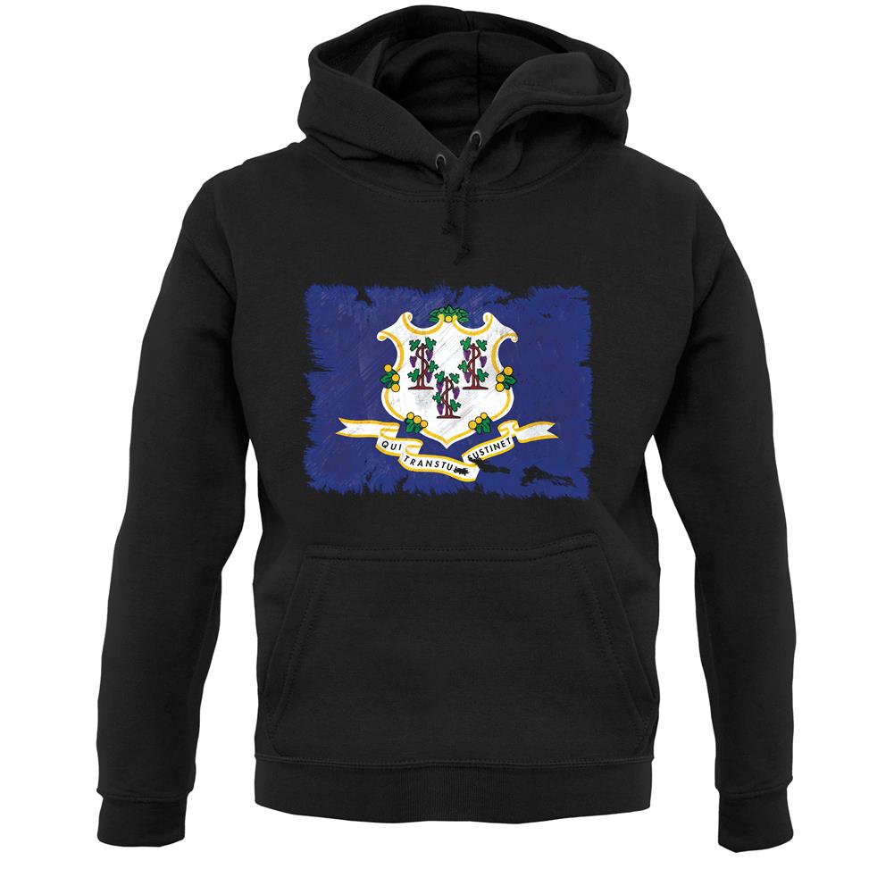 Connecticut Grunge Style Flag Unisex Hoodie