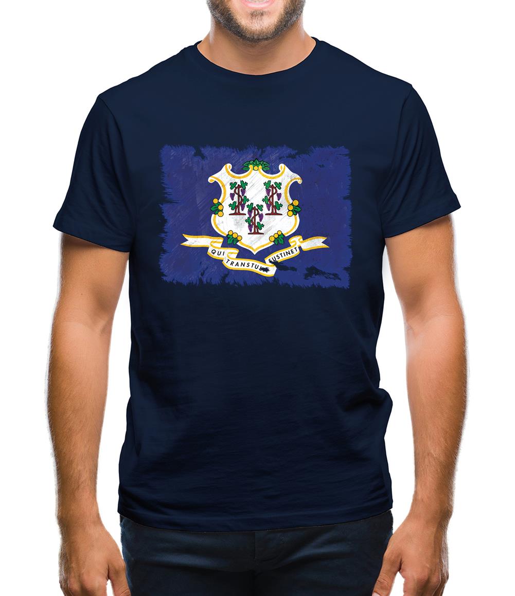 Connecticut Grunge Style Flag Mens T-Shirt