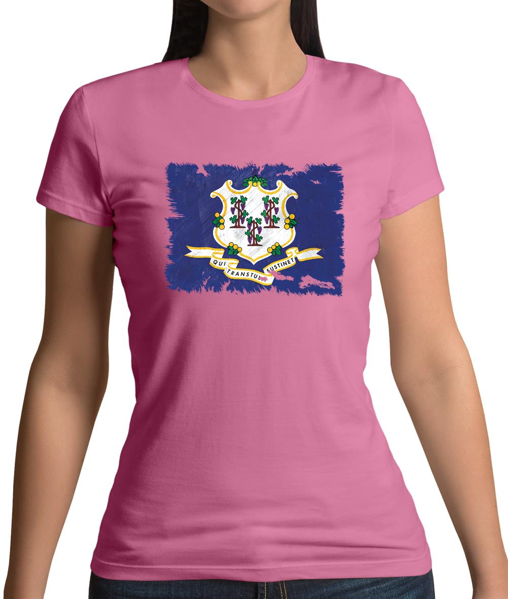 Connecticut Grunge Style Flag Womens T-Shirt