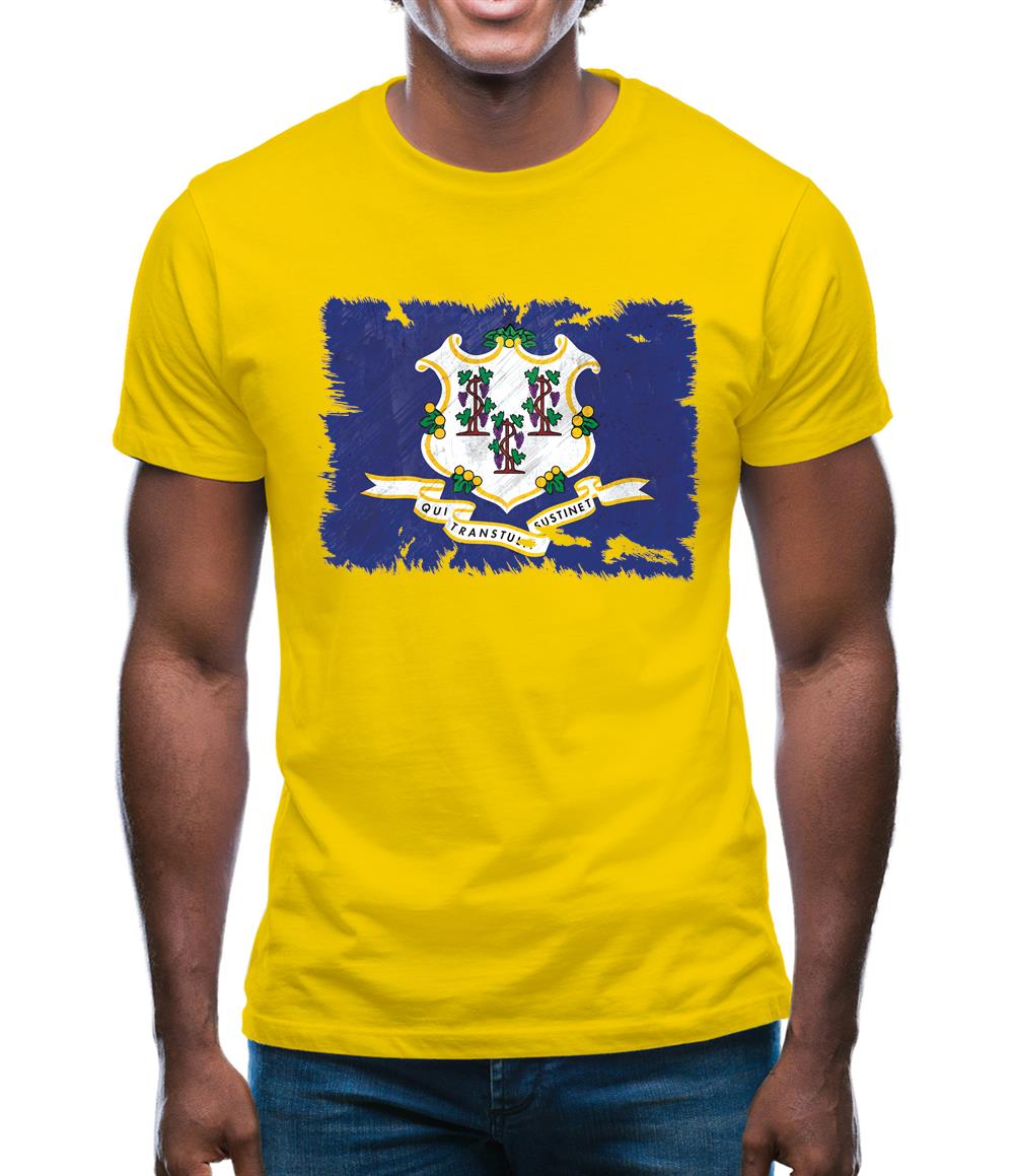 Connecticut Grunge Style Flag Mens T-Shirt