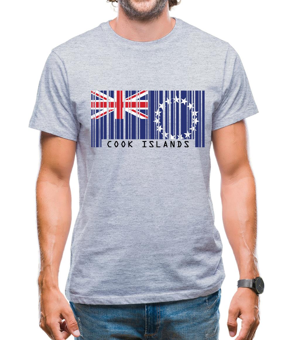 Cook Islands  Barcode Style Flag Mens T-Shirt