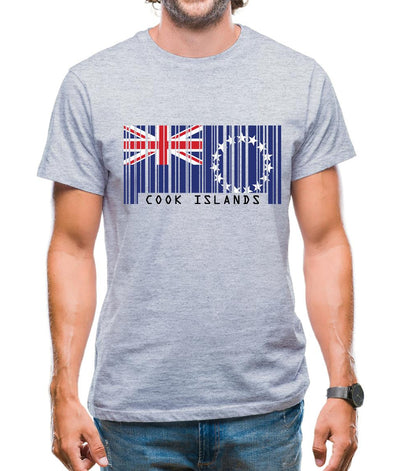 Cook Islands  Barcode Style Flag Mens T-Shirt