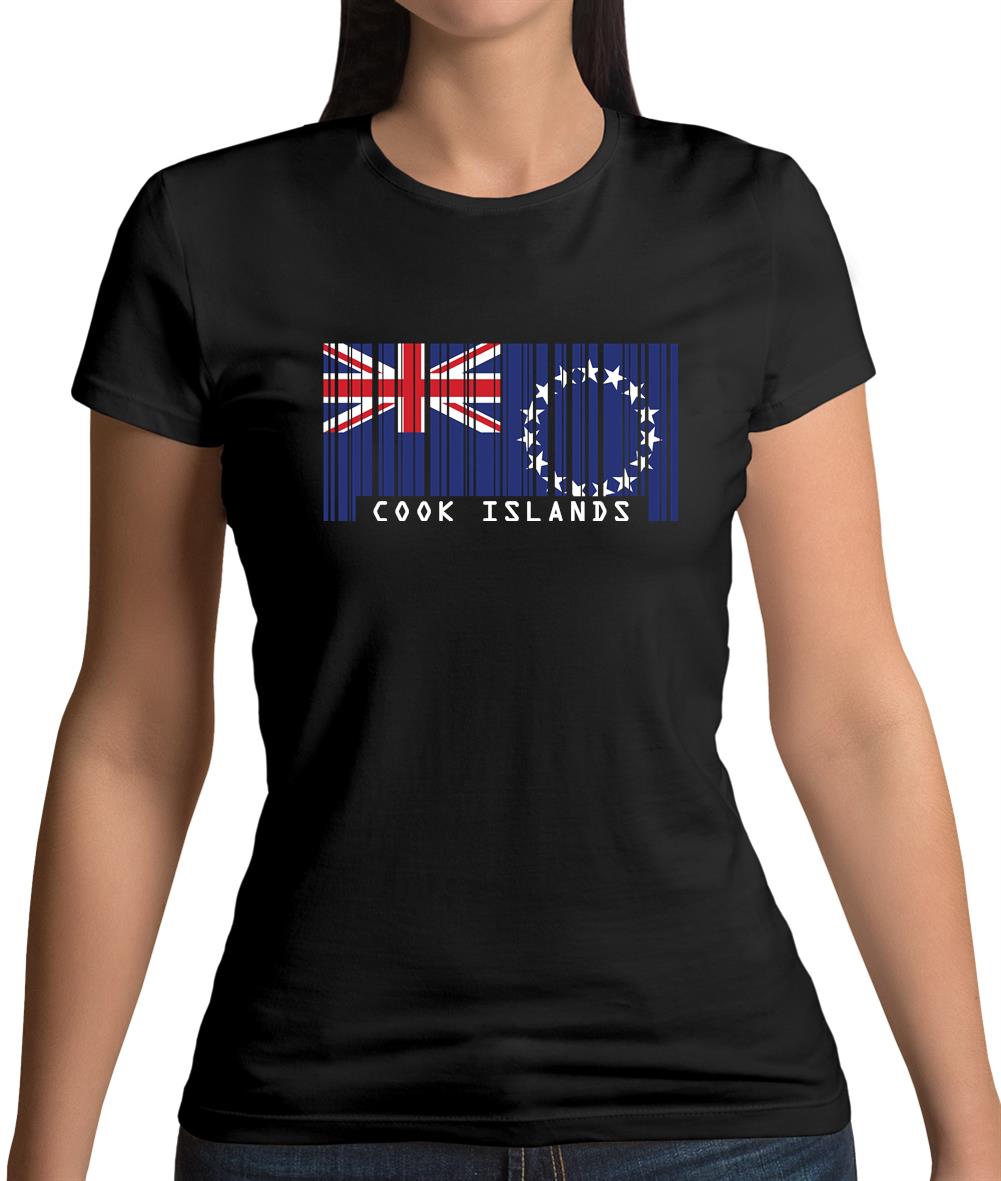 Cook Islands  Barcode Style Flag Womens T-Shirt