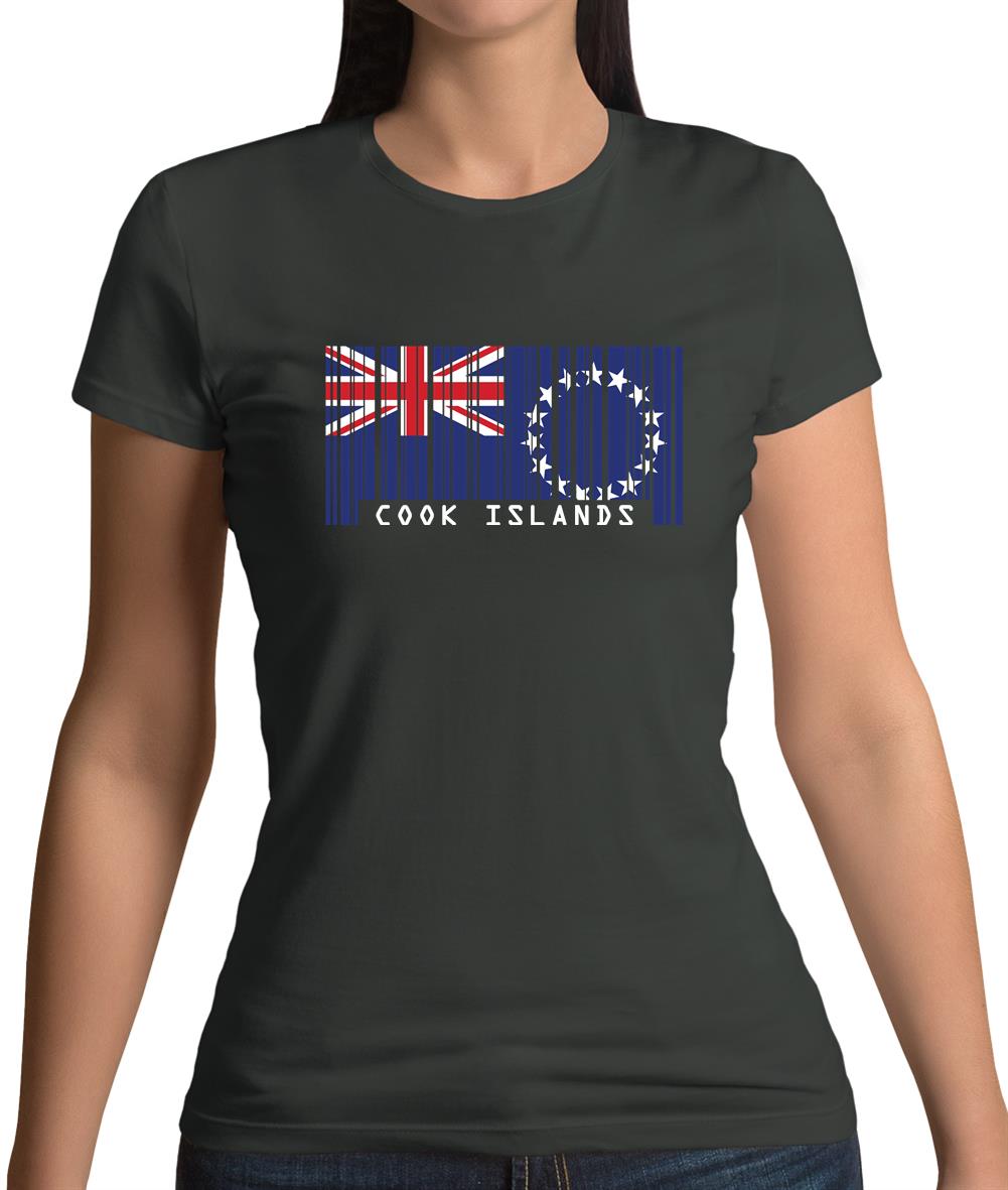 Cook Islands  Barcode Style Flag Womens T-Shirt