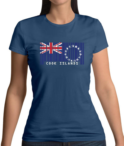 Cook Islands  Barcode Style Flag Womens T-Shirt