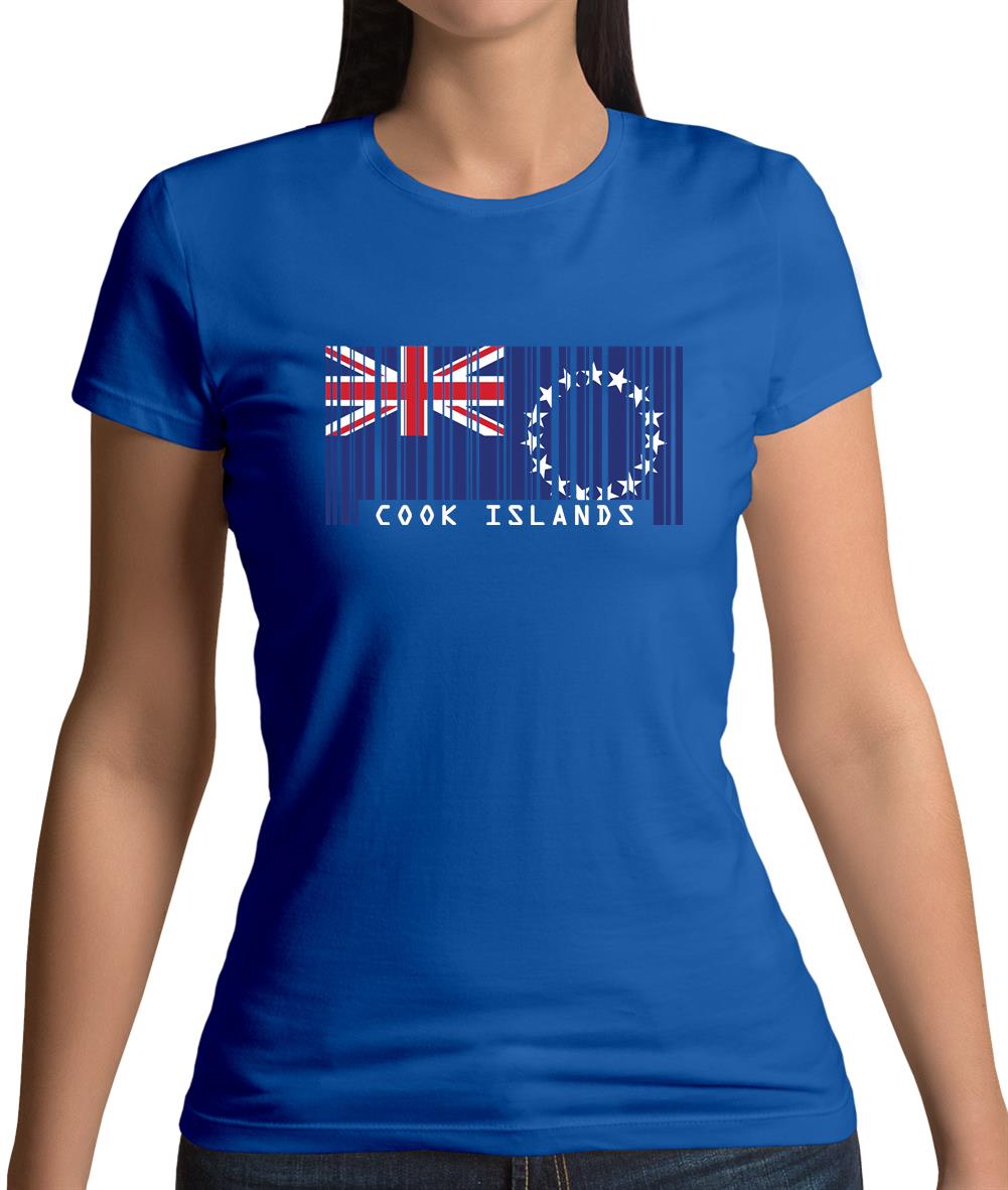 Cook Islands  Barcode Style Flag Womens T-Shirt