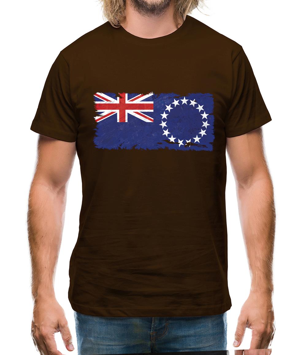 Cook Islands Grunge Style Flag Mens T-Shirt