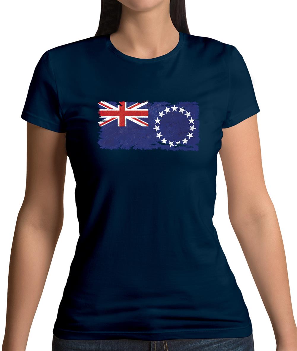 Cook Islands Grunge Style Flag Womens T-Shirt