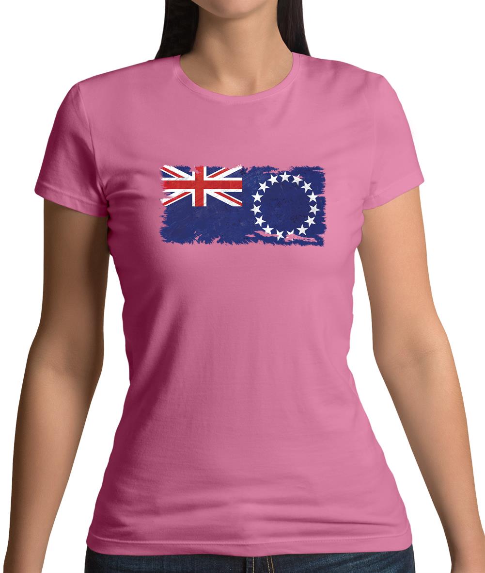 Cook Islands Grunge Style Flag Womens T-Shirt