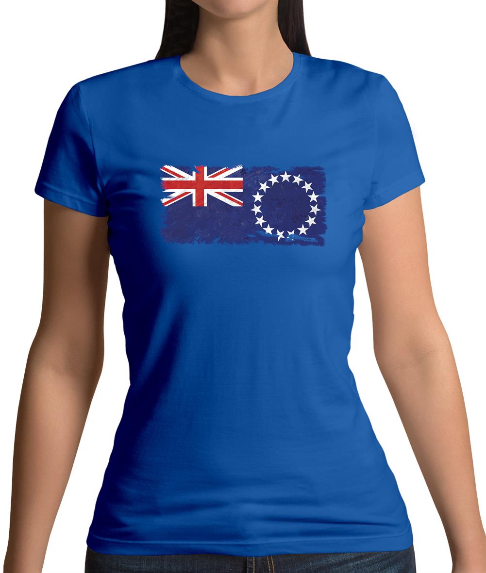 Cook Islands Grunge Style Flag Womens T-Shirt