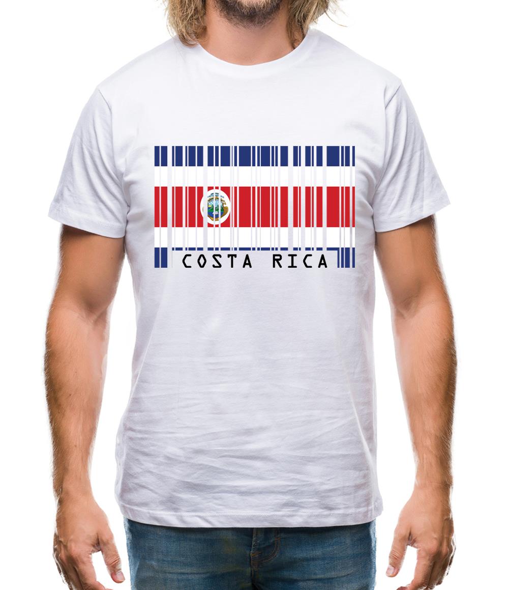 Costa Rica  Barcode Style Flag Mens T-Shirt