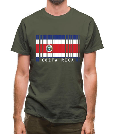 Costa Rica  Barcode Style Flag Mens T-Shirt