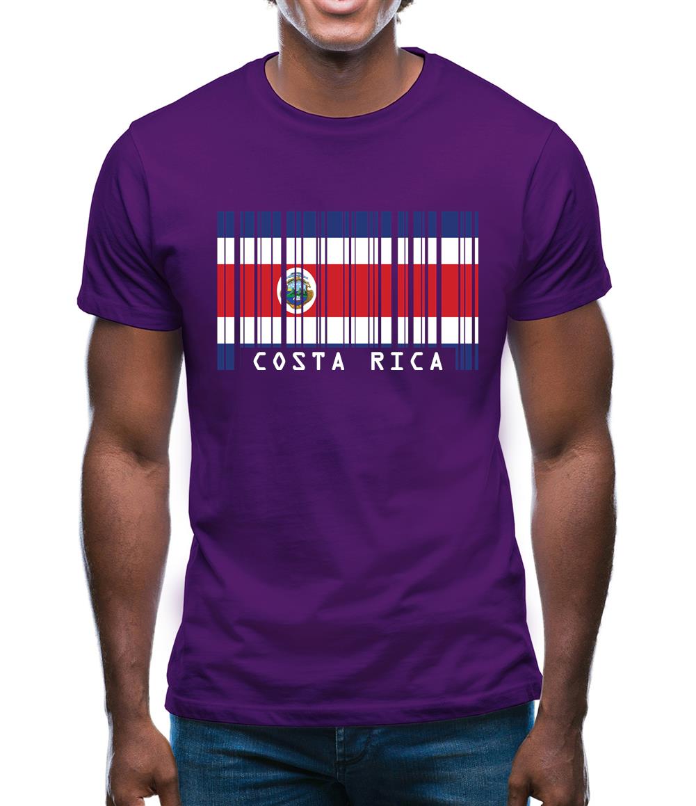 Costa Rica  Barcode Style Flag Mens T-Shirt