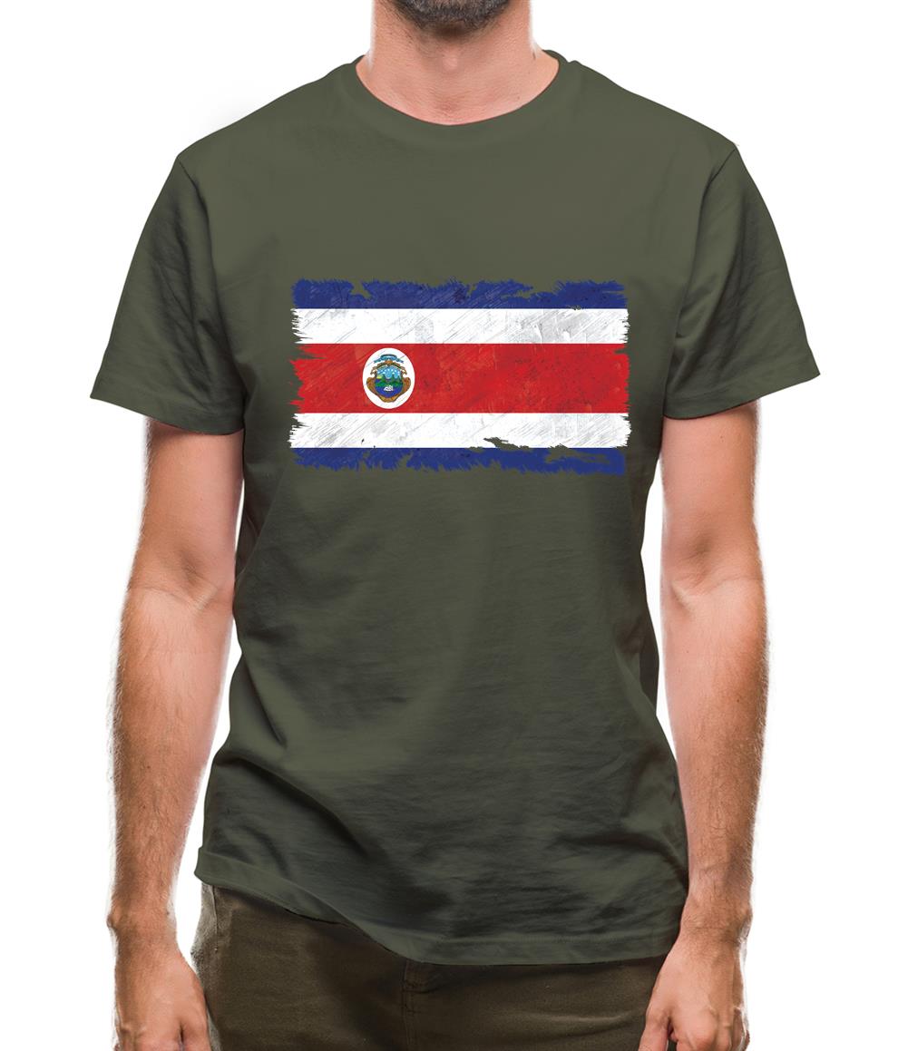 Costa Rica Grunge Style Flag Mens T-Shirt