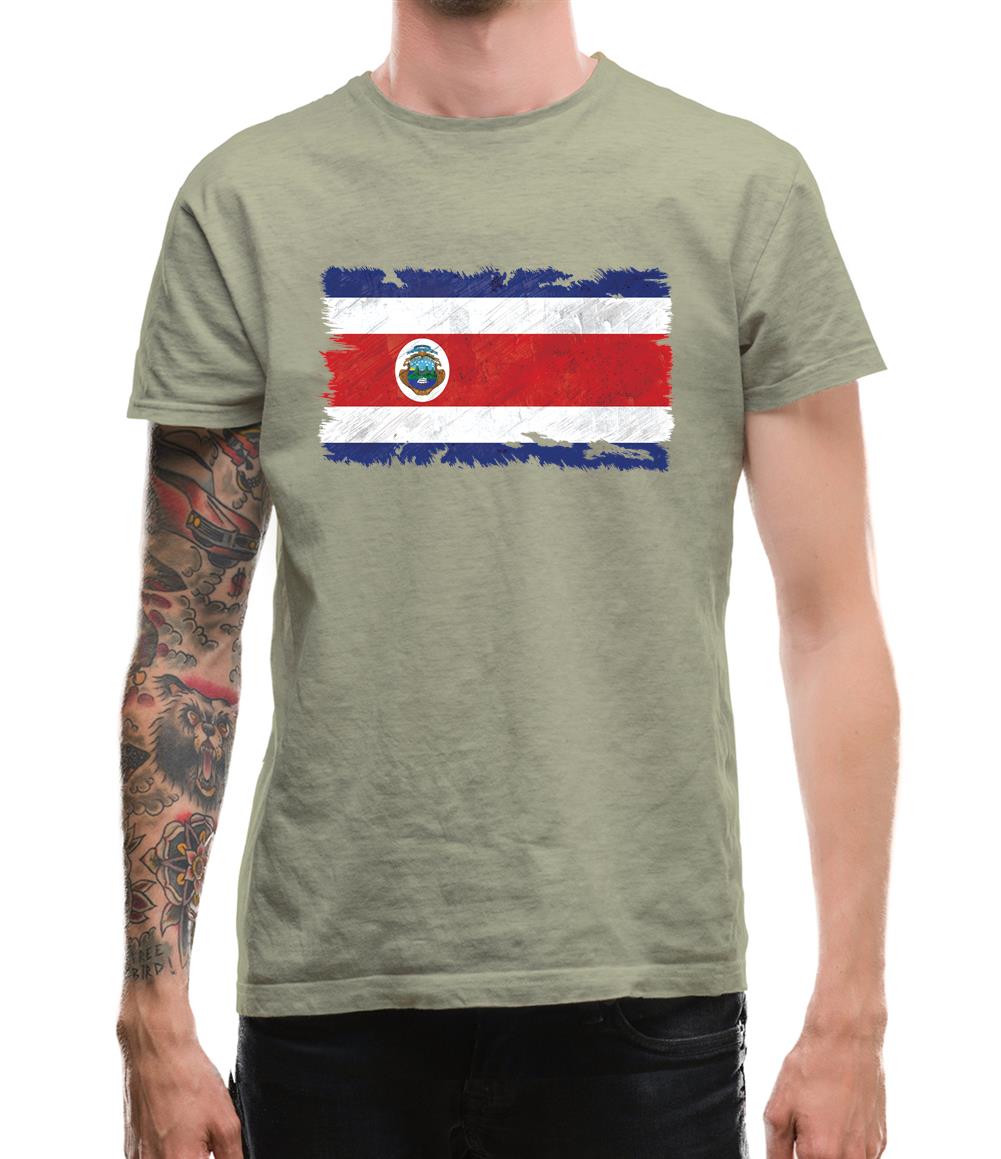 Costa Rica Grunge Style Flag Mens T-Shirt