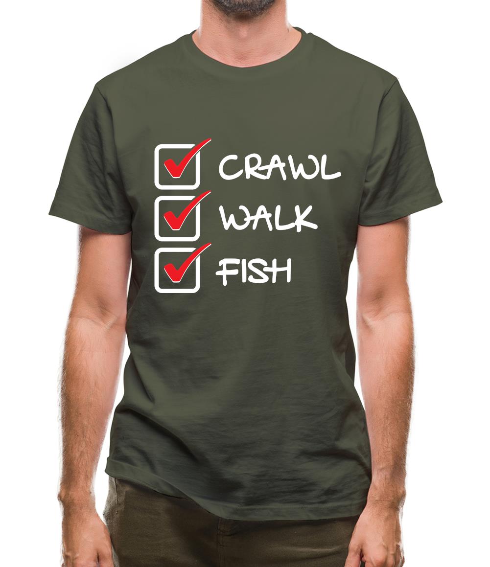 Crawl Walk Fish Mens T-Shirt