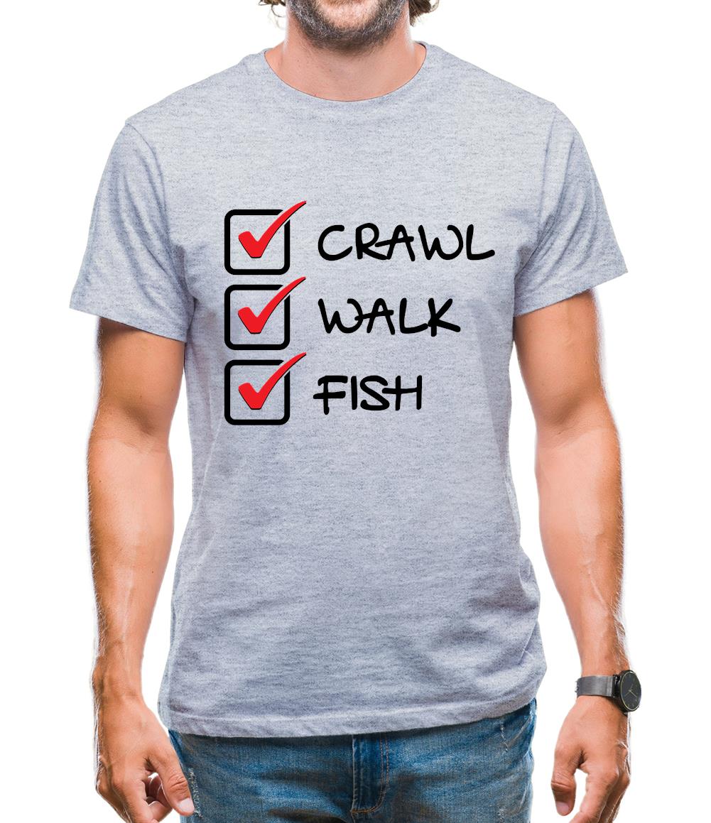 Crawl Walk Fish Mens T-Shirt
